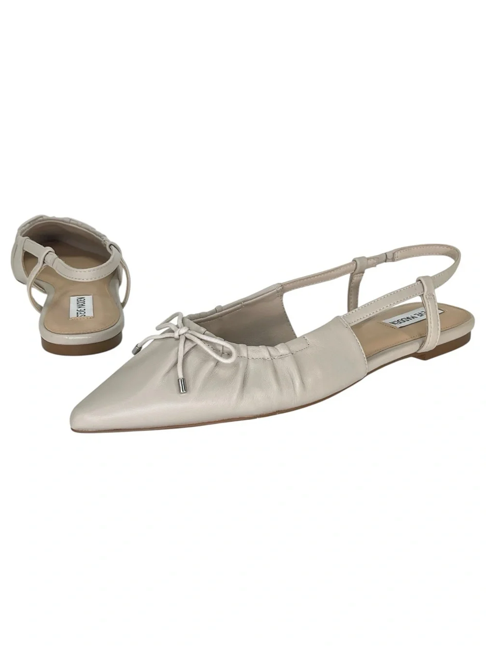 Steve Madden Laylah Cream Leather Slingback Womens Flats Size 11M